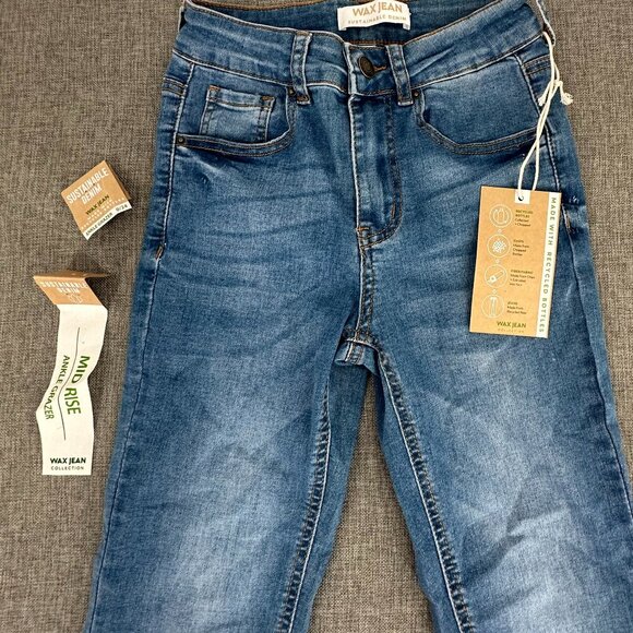 New!! Wax Jeans Mid Rise Ankle Grazer 0/24 Stretchy 73% Cotton Repreve, Spandex - Picture 2 of 15